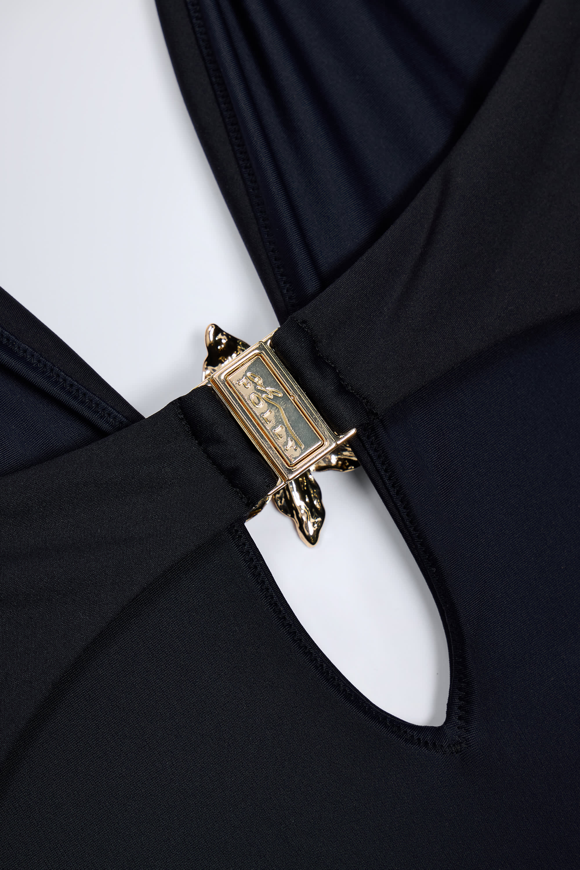Cut-Out Hardware-Detail Swimsuit in Black - Image 6