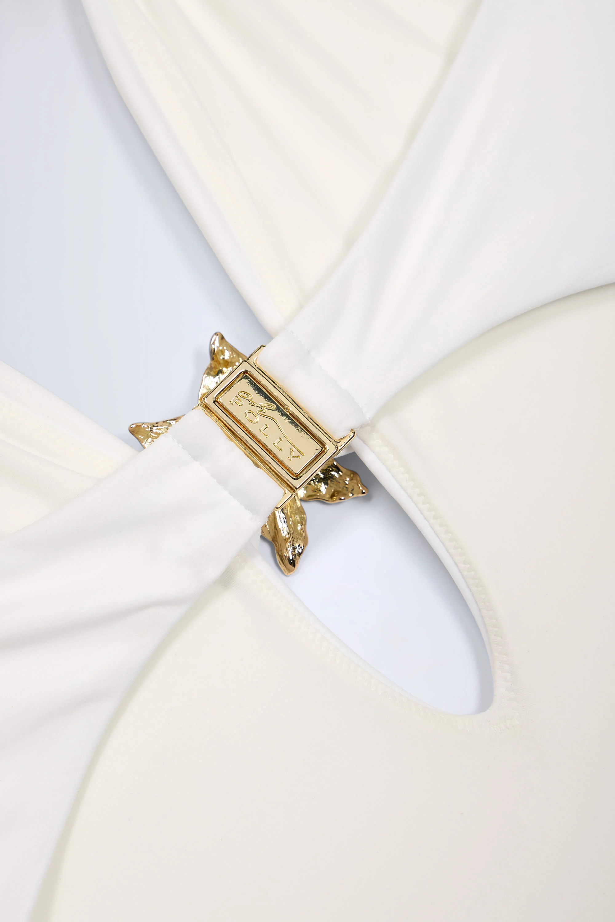 Cut-Out Hardware-Detail Swimsuit in White - Image 6