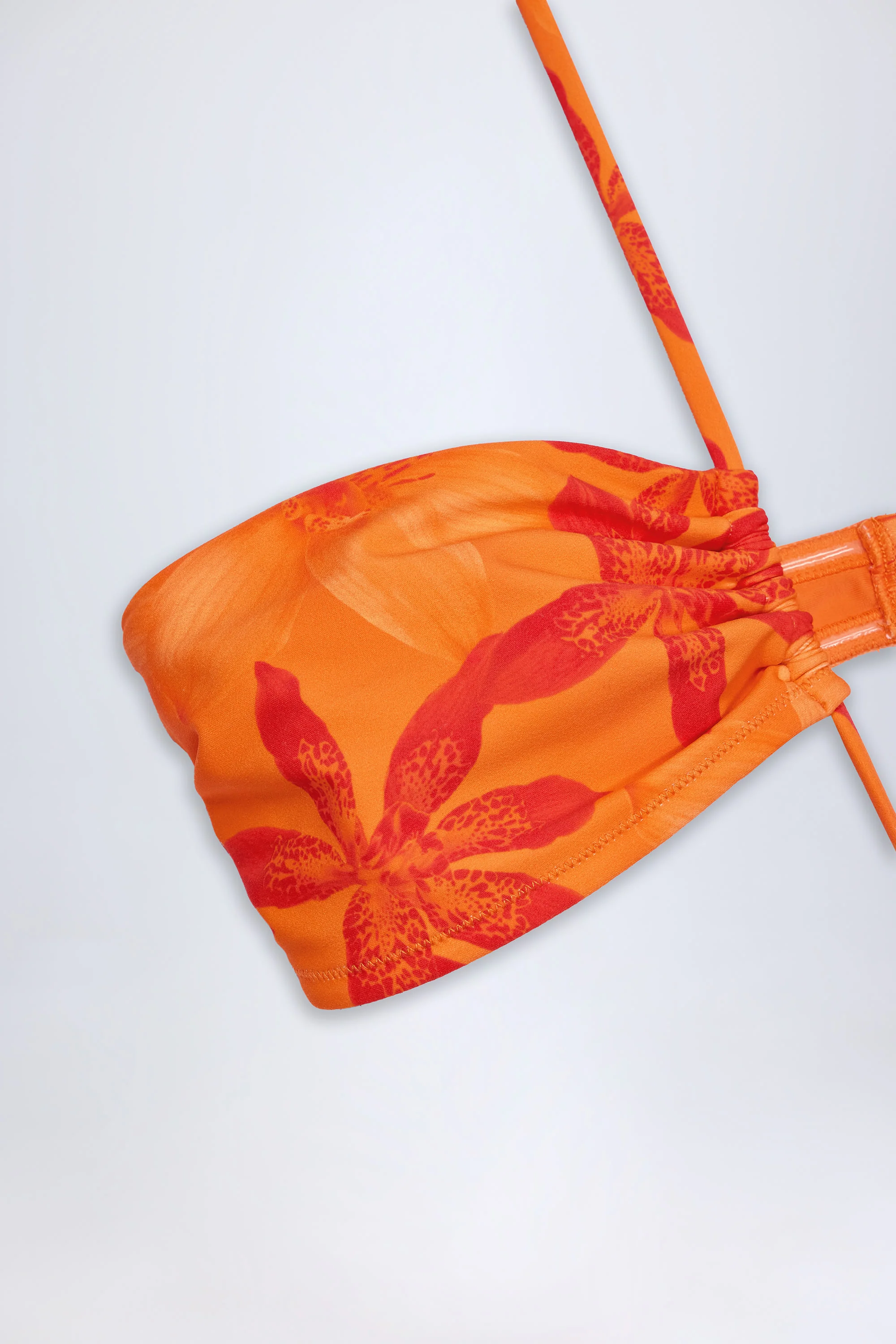 Cut-Out Halterneck Swimsuit in Orange Orchid Print - Image 4