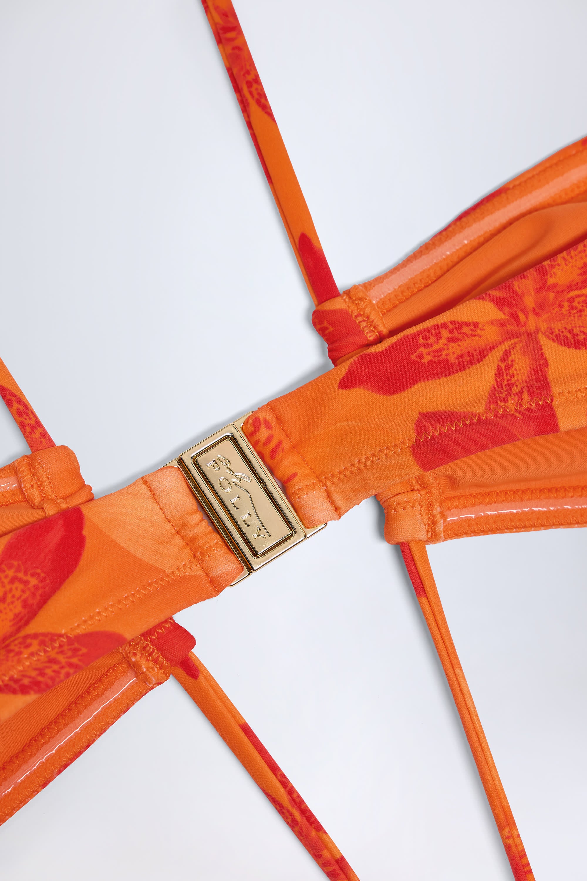 Cut-Out Halterneck Swimsuit in Orange Orchid Print - Image 5