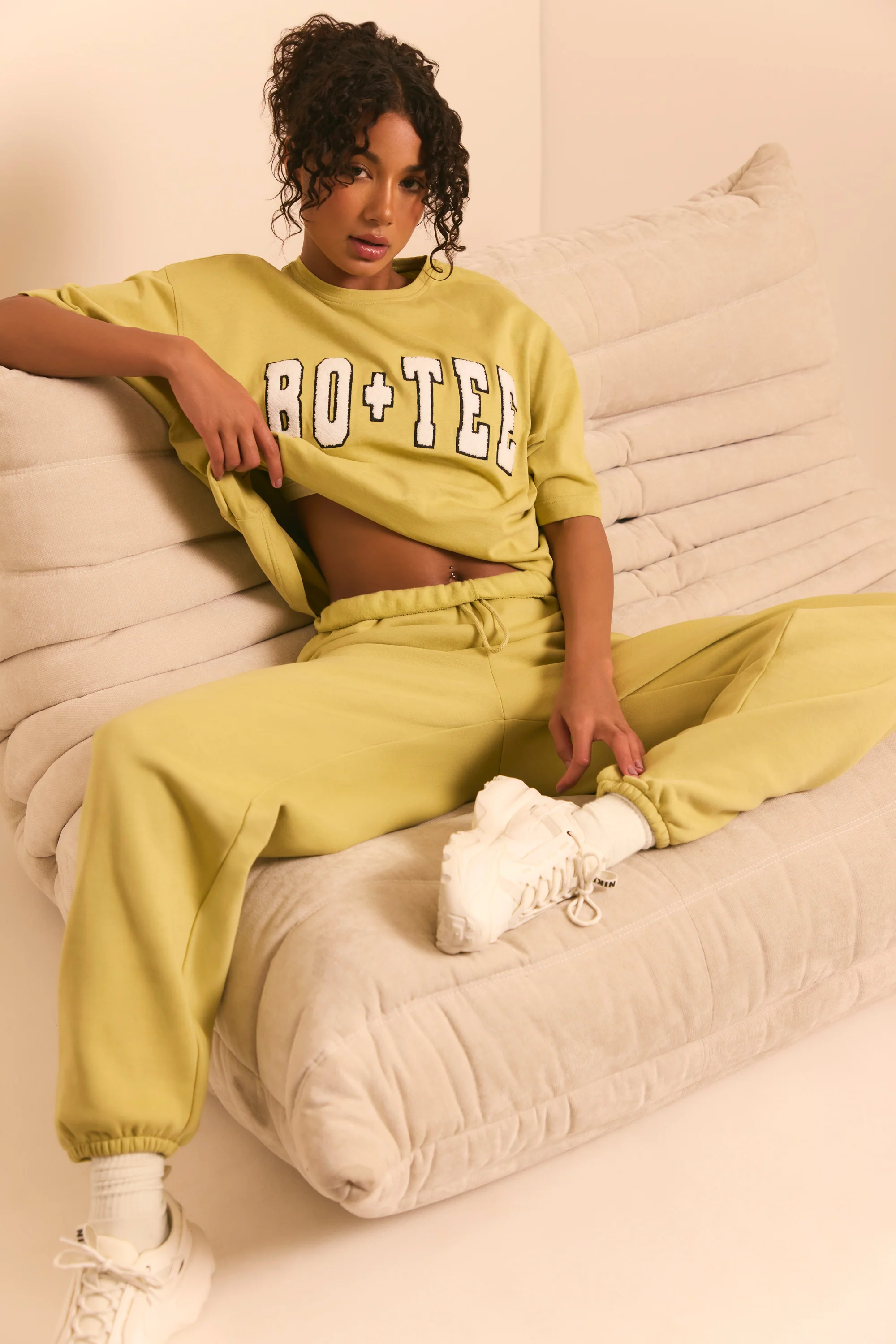 Petite Relaxed Fit Joggers in Matcha Green - Image 3