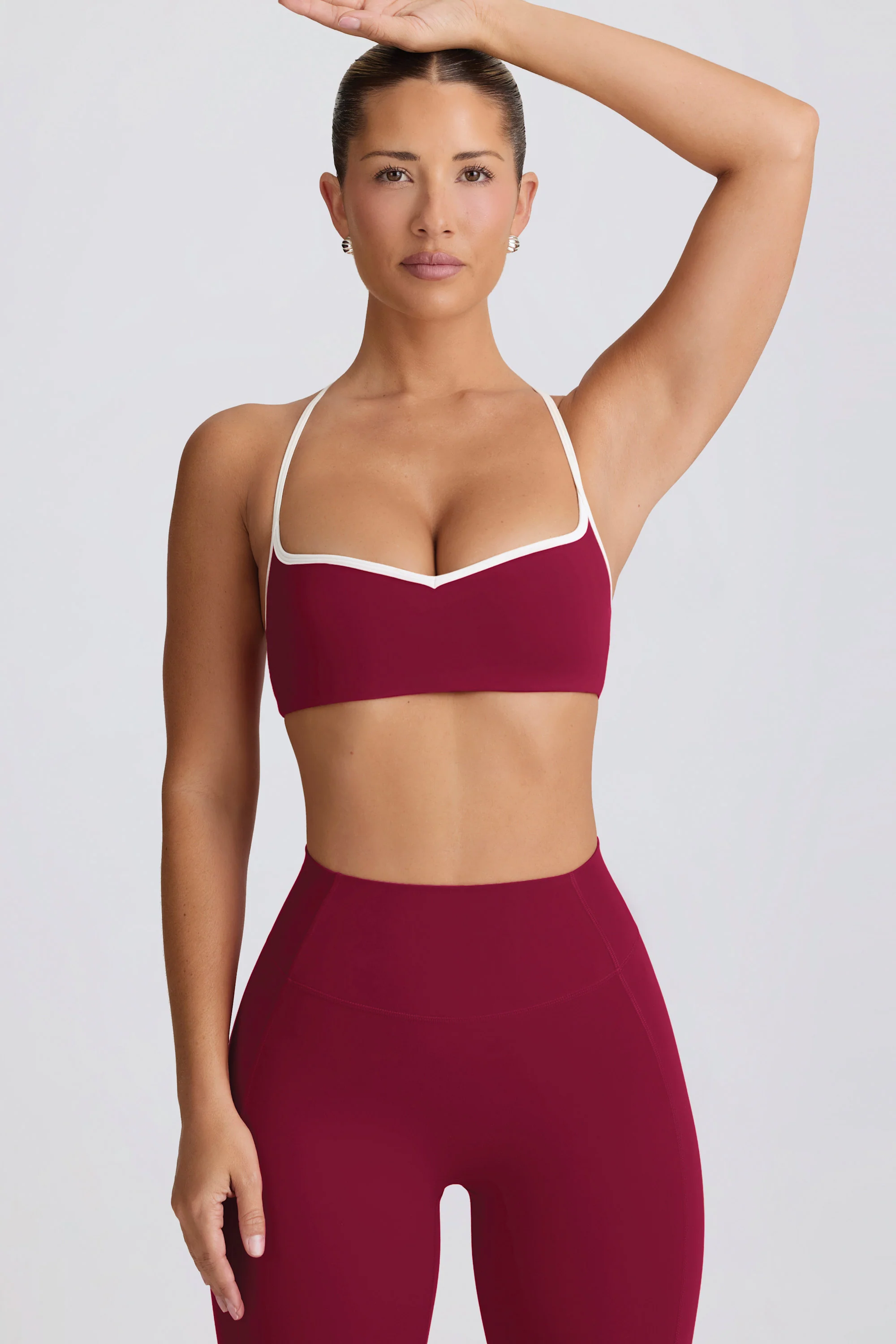 Soft Active Sweetheart-Neck Sports Bra in Burgundy - Image 8